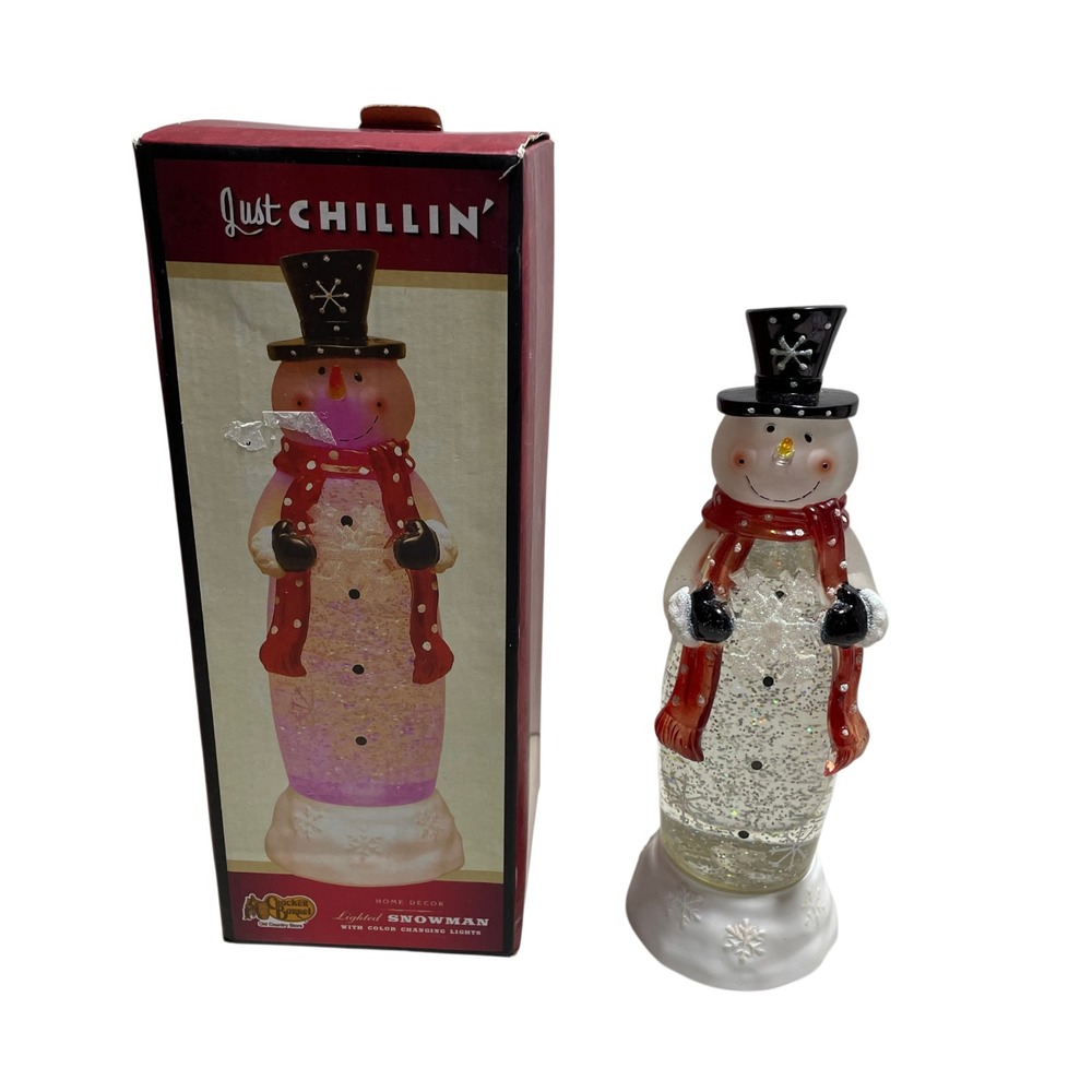 Cracker Barrel Snowman Snow Globe New Working 11 1/2" Multicolor